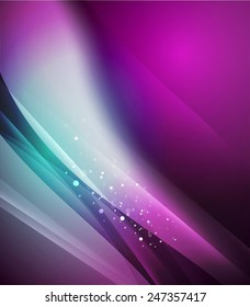 Dark purple and blue shining, waves and lines. Abstract background