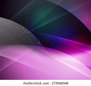 Luces, olas y líneas violetas y azules oscuras. Antecedentes abstractos