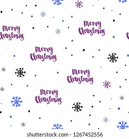 Dark Purple, Blue vector seamless pattern with christmas snowflakes. Colorful decorative design in xmas style with snow. Pattern for design of window blinds, curtains.