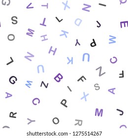 Dark Purple, Blue vector seamless pattern with ABC symbols. Shining illustration with ABC symbols on abstract template. Design for wallpaper, fabric makers.