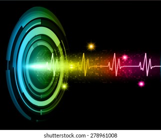 dark purple blue yellow color Light Abstract Technology background for computer graphic website internet and business. circuit. vector illustration. infographics. pulse heart glossy web. wave