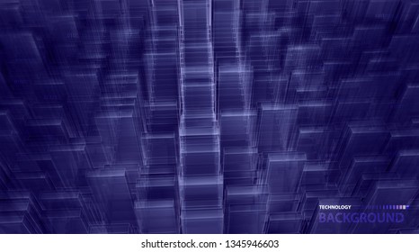Dark purple blurred background with binary code in vector. Vertical number position purple color with light and shadow. Soft light and number opacity