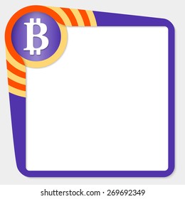 Dark purple box for your text and bit coin icon