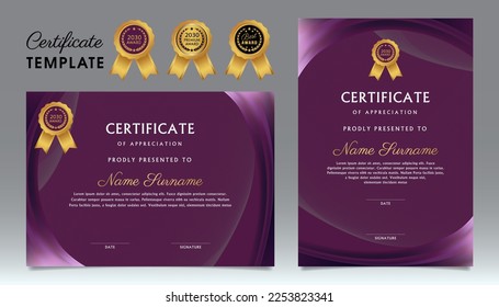 Dark purple Certificate Award Design Template