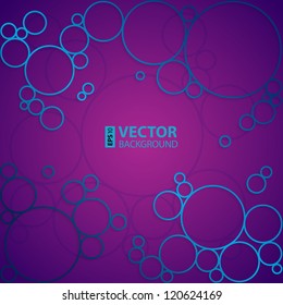 Dark purple circles and bubbles abstract vector background