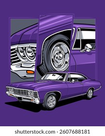 Dark Purple Classic Muscle Car Design