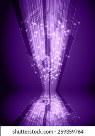 Dark purple color Light Abstract Technology background for computer graphic website internet. circuit. text box. card. label.
