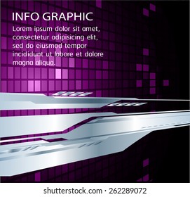 Dark purple color Light Abstract Technology background for computer graphic website internet business. pixel. Tables, mosaic. silver. text box. label. card. banner