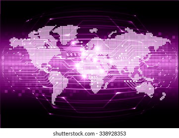 Dark purple color Light Abstract Technology background for computer graphic website internet and business. circuit. vector illustration. infographics. motion move blur.neon. pixel. World Map, Global