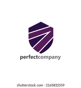 Dark purple colored shield vector logo. Suitable for computer, software, security, apps, internet, and data.