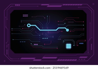 painel de controle roxo escuro abstrato tecnologia moderna futurista interface hud ui, Game stream frames mega set elementos em design gráfico plano.