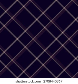 Púrpura oscuro, crema y suave rosa diagonal tartán a cuadros patrón sin costuras ideal para textiles, tela, Fondo de pantalla, papel de regalo, y diseño de moda moderna. Fondo clásico limpio. Ilustración vectorial.