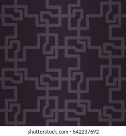 Dark purple decorative seamless pattern in pipeline style. Vector background. Shining, graphical design for web, surface, carpet or other purpose. Contemporary design.