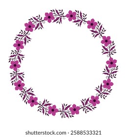 Dark Purple Floral Wreath Elegant Botanical Frame