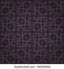Dark purple geometric seamless pattern in organic style. Contemporary design. Colored, graphic design for fabric, game, wallpaper or other purpose.