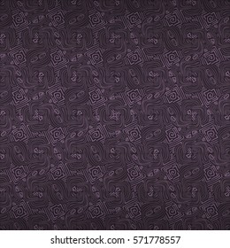 Dark purple geometric seamless pattern in fractal style. Colored, contrast design for fabric, surface, packing-paper or other purpose. Intricate mosaic repeatable backdrop. Vector background.