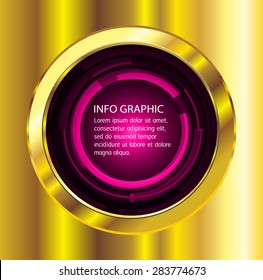 Dark purple gold Light circle Abstract Technology background for computer graphic website internet. text box. Brochure. card. banner.label. infographics.Metals,alloys,steel,aluminum. button
