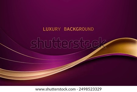 Dark purple and  gold wavy overlapping luxury background vector design 