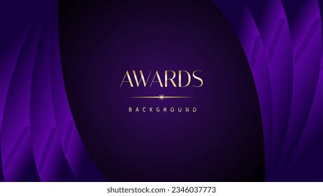 Dark purple golden royal awards graphics background. Elegant modern template with classy shine.