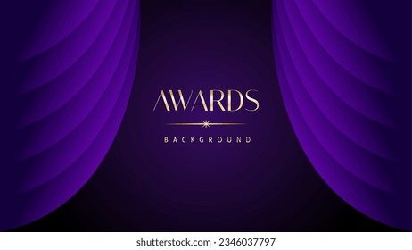 Dark purple golden royal awards graphics background. Elegant modern template with classy shine.