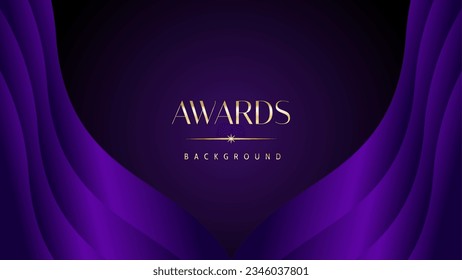 Dark purple golden royal awards graphics background. Elegant modern template with classy shine.