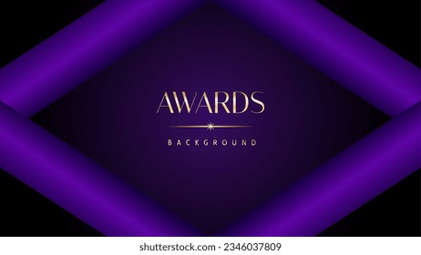 Dark purple golden royal awards graphics background. Elegant modern template with classy shine.