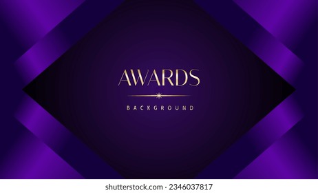 Dark purple golden royal awards graphics background. Elegant modern template with classy shine.