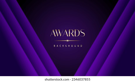 Dark purple golden royal awards graphics background. Elegant modern template with classy shine.