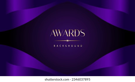 Dark purple golden royal awards graphics background. Elegant modern template with classy shine.
