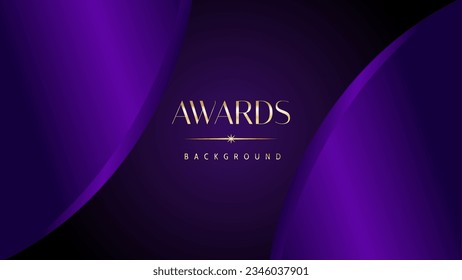 Dark purple golden royal awards graphics background. Elegant modern template with classy shine.
