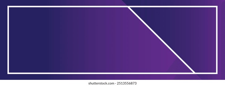 Dark purple gradient background banner. Abstract modern purpl backdrop with white frame, soft color transition, and empty space for text, perfect for business or brand web design. Vector illustration.