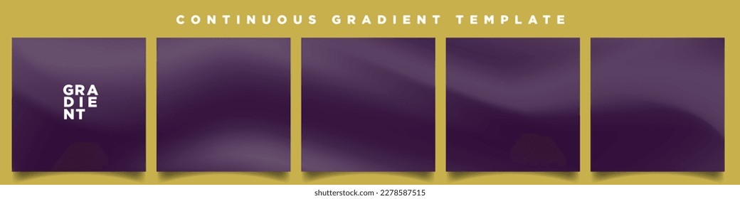 Dark Purple Gradient Carousel Ad Template. Continuous Square Card Vector Template. Five gradient backdrops. Perfect for designs, feeds, social media, web, banners. EPS 10.