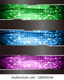 Dark purple green blue Light Abstract Technology background for computer graphic website internet. circuit board. text box,