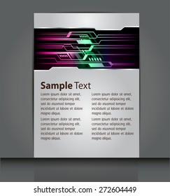 Dark purple green pink Light Abstract Technology background computer graphic website internet and business. text box. wave. brochure flyer magazine cover. Card Design Template. banner label. silver