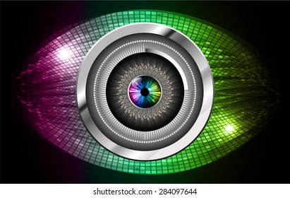dark purple green yellow color Light Abstract Technology background for computer graphic website internet and business. circuit. vector illustration. infographics. eye eyeball.