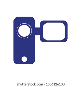 A Dark Purple Hand Held Video Camera On White