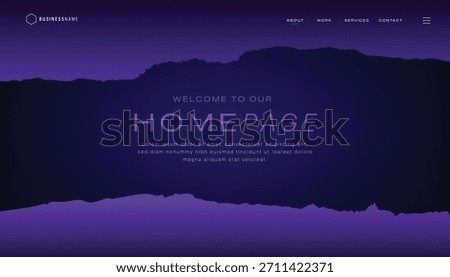Dark Purple Homepage Website Header Background With Paper Tear Effect