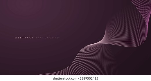 dark purple horizontal abstract background with futuristic wave lines. banner, eps10 template