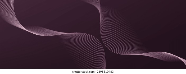 dark purple horizontal abstract background with futuristic wave lines. banner. Modern trendy design