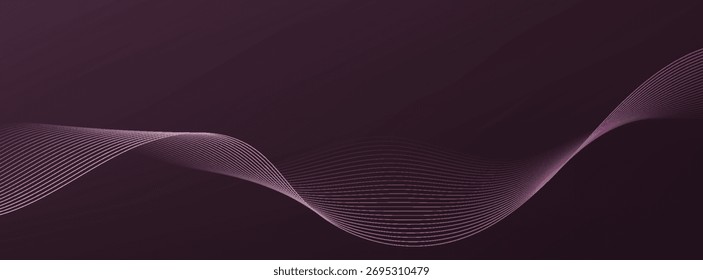 dark purple horizontal abstract background with futuristic wave lines. banner,