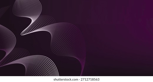 Fondo abstracto Horizontal púrpura oscuro con líneas de onda futuristas. Anuncio, ilustración abstracta de diseño.
