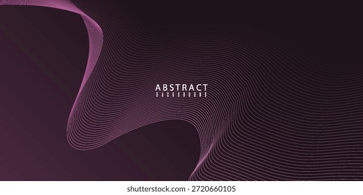 Fondo abstracto Horizontal púrpura oscuro con líneas ondulatorias futuristas. Anuncio, Plantilla. moderno, Vector