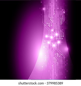 dark purple illustration of technology internet network computer background with binary number, style background. 