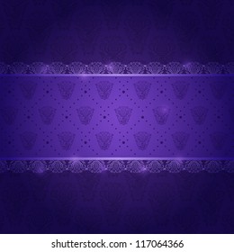 Dark Purple Invitation Card with Horizontal Pattern Label