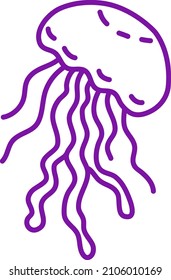 Dark purple jellyfish, illustration, vector on a white background.