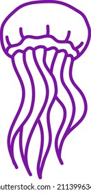 Dark purple jellyfish, illustration, vector on a white background.
