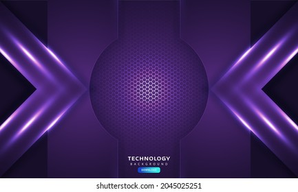 Fondo hexagonal abstracto de luz púrpura oscura
