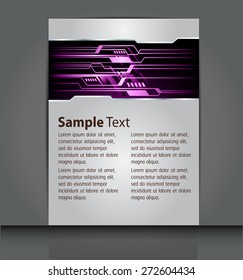 Dark purple Light Abstract Technology background computer graphic website internet and business. text box. wave. brochure flyer magazine cover. Card Design Template. banner label. silver