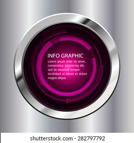 Dark purple Light circle Abstract Technology background for computer graphic website internet. text box. Brochure. card. banner. label. infographics. Metals, alloys, steel, aluminum. button