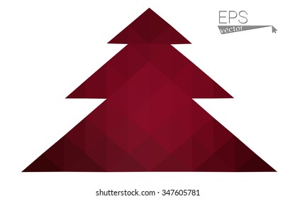 Dark purple low polygon style christmas tree vector illustration consisting of triangles.Abstract triangular polygonal origami or crystal design of New Years celebration. Isolated on white background.